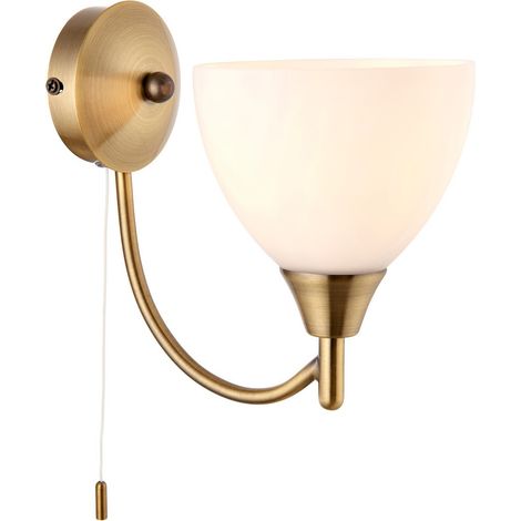 Endon Alton - Applique a 1 luce in ottone antico con paralume in vetro opale, E14 (1/5)