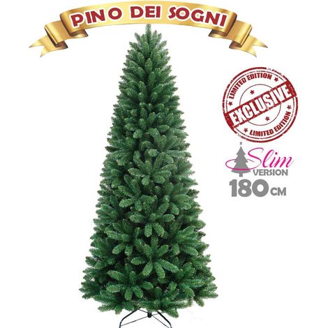 Albero Di Natale SLIM Pino dei Sogni Verde Altezza 180 cm Base a Croce 625 Rami (1/4)