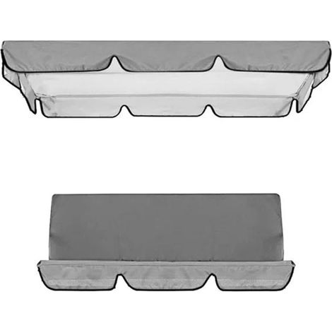 Lot de 3 housses de rechange imperméables pour balancelle de jardin, sans support (gris 164 x 114 x 15 cm) (1/4)