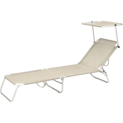 Lettino prendisole pieghevole con tetto parasole - Misura 180x55x90 cm e portata massima 120 Kg - Sdraio da giardino con struttura in metallo e tessut (1/5)