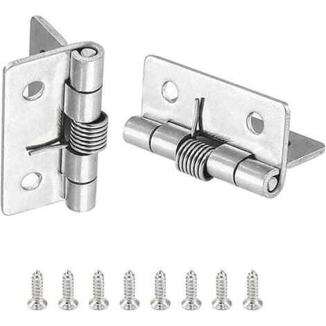 4 pièces charnières à ressort à ouverture fermeture automatique(3,8 cm), charnières de porte à ressort en acier inoxydable 304, charnières à fermeture automatique pour portes invisibles
