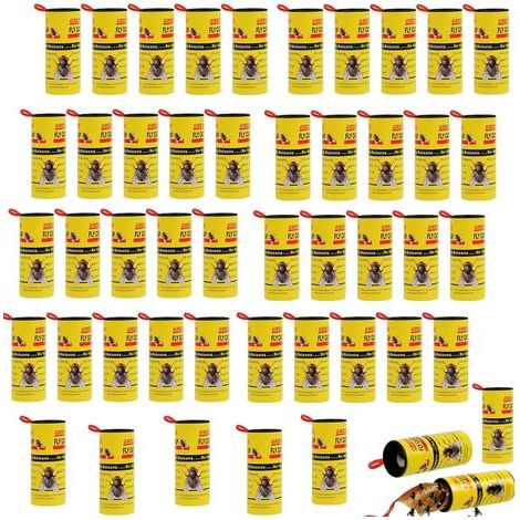 48 Pièges À Mouches, Papier Collant Jaune, Adhésif Puissant, Ruban Insectes, Intérieur Et Extérieur (1/5)