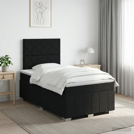 vidaXL Cama box spring con colchón Negro 120 x 190 cm Tela (1/5)