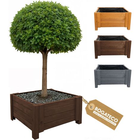 Jardinière Haute Bois Bogateco 50x50x30 cm Géotextile Brun Foncé (1/5)
