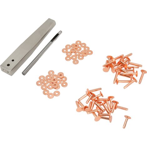Kit de rivets en cuivre (avec outil pour trous fraisés) Rivets antirouille Outils de maroquinerie DIY adaptés aux vêtements, sacs, ceintures et autres styles.