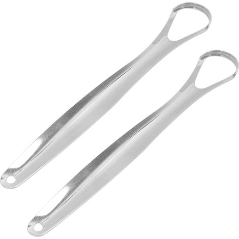 2 unités Grattoir à Langue en Acier Inoxydable, Hygiène Buccale Portable pour Haleine Propre et Fraîche (1/5)