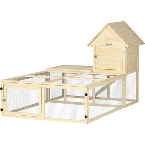 Clapier en bois enclos pour animaux villa pour lapin 2 niveaux avec aire de course rampe et portes verouillables (1/5)