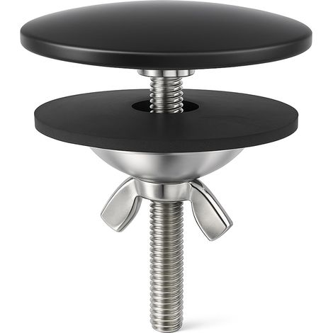 Tapa para orificio de fregadero, tapa para orificio de grifo de 5 cm, latón cromado, tapón para orificio de fregadero para cocina y baño, tapa para fregadero (negra) (1/5)