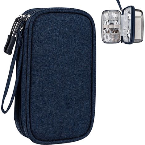 Kabeltasche organiseur sac voyage 2 Schicht Kabelaufbewahrung Navy (1/4)