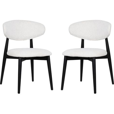 Chaise en bois Daisy Noir/Blanc, lot de 2, cadre en frêne, siège rembourré (1/5)