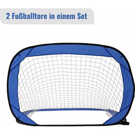 2er-Set Fußballtore für Kinder und Erwachsene – 2 Mini-Pop-up-Fußballtore für Garten und Strand – faltbar, tragbar und einfach aufzubauen wie ein Wurfzelt. Maße: 120 x 80 cm (1/4)