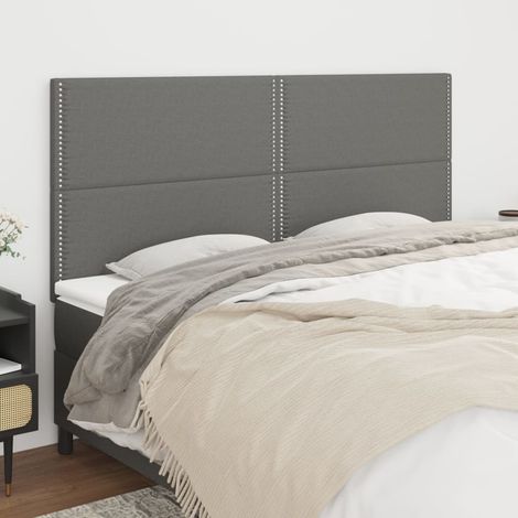 4 pcs Têtes de lit pour lit adulte, Tableau décoratif de chevet élégante Gris foncé 100x5x78/88 cm Tissu CDE97271 (1/5)