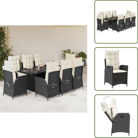 Cuscini da seduta - vidaXL Set da Pranzo da Giardino 9 pz con Cuscini Nero in Polyrattan - Cuscini da schienale