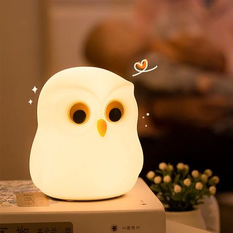 Eulen-Nachtlicht – Weiches Gummi – LED-Dimmer – 7 Farben – Babyzimmer – Spielzeug – Einfache Bedienung