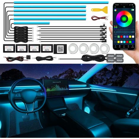 Auto LED Innenbeleuchtung mit App-Steuerung, RGB Ambient Licht Kit (1/5)