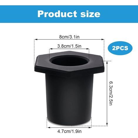 SAVITA 2pcs Anneau de Trou en Forme de Coin Conique Silicone pour Parasol de Table, Adaptateurs pour Trous de Table de Patio 5-6,35cm, Piscine 3,8cm (Noir) (1/4)