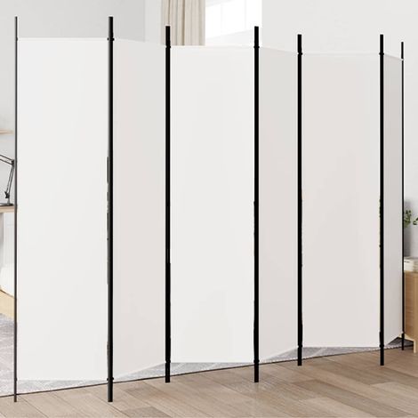 vidaXL 6-tlg. Paravent Weiß 300x200 cm Stoff (1/5)