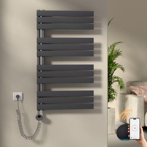 S'AFIELINA Elektrischer Badheizkörper Flach Paneelheizkörper Handtuchwärmer Heizkörper inkl. Heizstab mit Thermostat,Elektrisch betrieben,Anthrazit,104.1x60 cm 600Watts