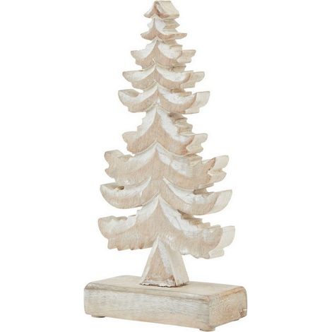 White Wash Collection Tiered Tree Decoration - Wood - L6 x W13 x H26 cm - Brown
