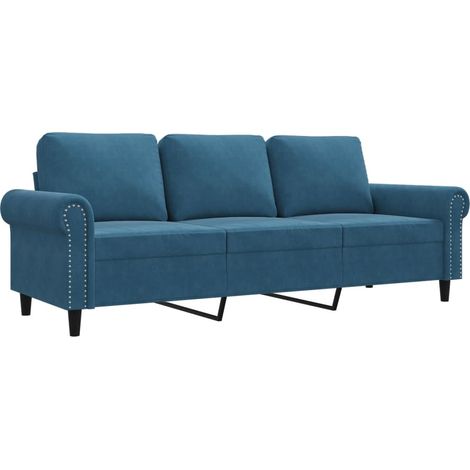 Canapé à 3 places,Sofa pour Salon,Banquette Bleu 180 cm Velours CFW232877 (1/5)
