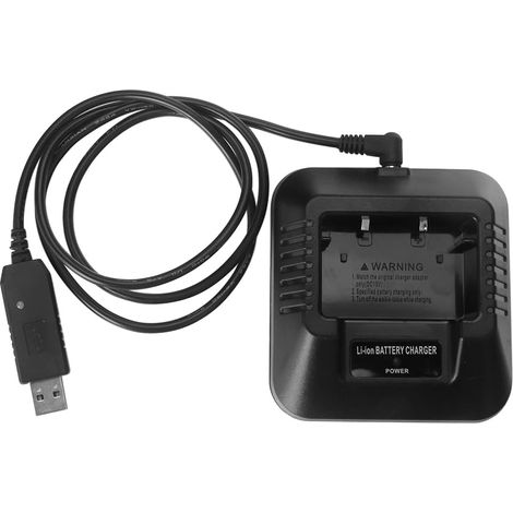Passender USB-Akkulader UV-5R für Baofeng UV-5R, DM-5R und BF-F8HP Funkgeräte. Für den Gebrauch zu Hause und im Auto.