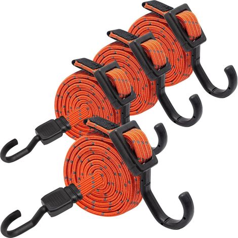 Gummispanner mit Haken 4er Set, 100cm flach, reflektierend orange (1/5)