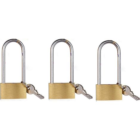 Lot de cadenas à anse longue robustes avec clé, petits cadenas de 38 mm avec clés, cadenas de sécurité étanches, pour chaînes, échelles, valises, vélos (1/5)