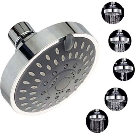 Pommeau De Douche - 5 Reglages Jet - ABS Chrome - 10 Cm - Raccord G1/2 - 1 Unite (1/4)