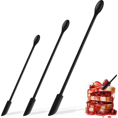 3 Pièces Spatules en Silicone, Mini Spatules en Silicone, Petite Cuillèe éutilisable de Maquillage en Caoutchouc, Souple Patisseie Spatule, Cuillèe Gattoi éutilisable à Double Tête (1/3)