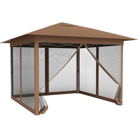 COSTWAY Gazebo 3X3 Da Esterno Gazebo Da Giardino Gazebo Da Esterno Padiglione Tendone Tenda Porta In Rete Traspirante Gazebo Esterno Resistente Pieghevole Imp (1/5)