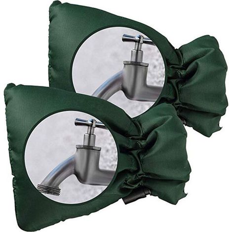 Lot de 2 housses de robinet confortables ， pour protéger votre robinet extérieur, housse épaisse pour robinet extérieur contre le gel - Vert