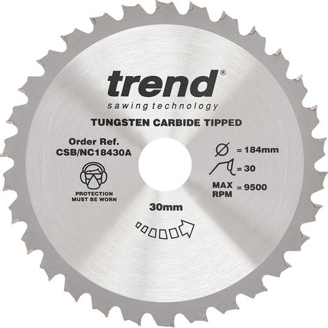 Lame de scie circulaire 184 mm, 30 dents, 30 mm alésage, TCT +15° (1/4)
