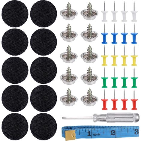 65 pezzi Pulsante per attrezzi per tetto auto Decorazione per auto Tappo a vite per fissaggio Riparazione tetto auto Fibbia fissa per tetto auto Pulsante per lucernario per tetto auto per fisso, nero (1/5)