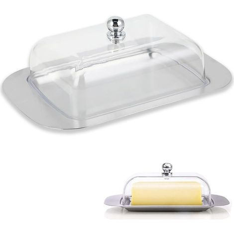 Beurrier en acier inoxydable avec couvercle – Grande boîte à beurre en acier inoxydable poli et plastique PC, passe au lave-vaisselle, idéale pour conserver le beurre frais (1/5)