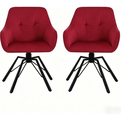 Silla de comedor giratoria de terciopelo burdeos con reposabrazos, 2 unidades (1/5)
