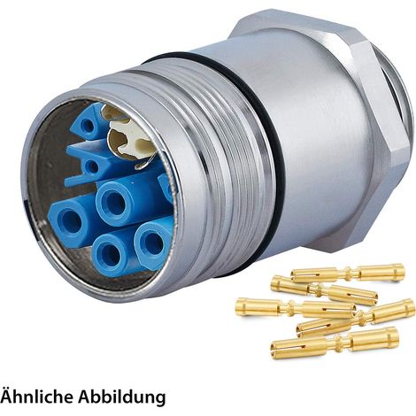 HUMMEL SET inkl. Kontakte M23 Hybrid Gerätesteckverbinder, Crimpeinsatz gerade Polzahl 3+4+4+PE, Buchse Vorderwand - 1 Stück