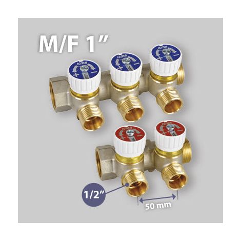 COLLETTORE LINEARE CON RUBINETTI ICMA 2 - 1"x1/2 3 Vie (1/5)