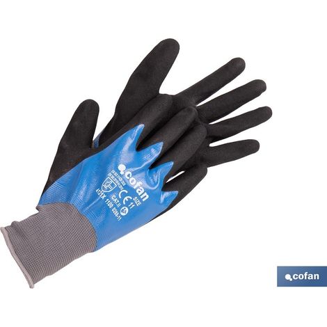 Gant en nitrile bleu double couche, taille 9, résistance EN 388-2131X, adhérence supérieure (1/4)