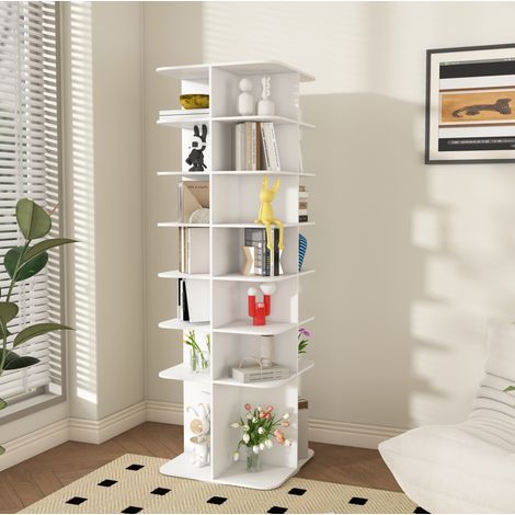 Zapatero giratorio de 7 niveles, 360°, 28 pares, PVC blanco OKMYHOME (1/5)