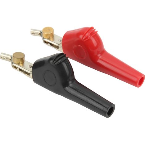 Lot de 2 Pinces de Test à Aiguille, Cuivre et Maillechort, Ouverture 25mm, Clips Électriques PVC pour Diagnostic et Mesure (1/5)
