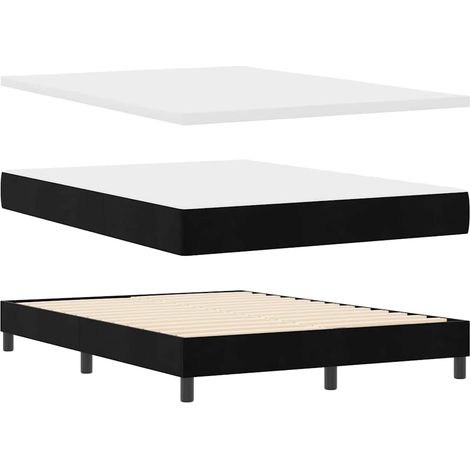 Box Spring Bed with Mattress Black 100x200 cm Velvet Black vidaXL (1/5)