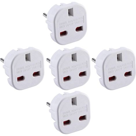 Lot de 5 adaptateurs de voyage Convertisseur adaptateur prise britannique vers européenne (Euro Type C, E, F) (1/5)