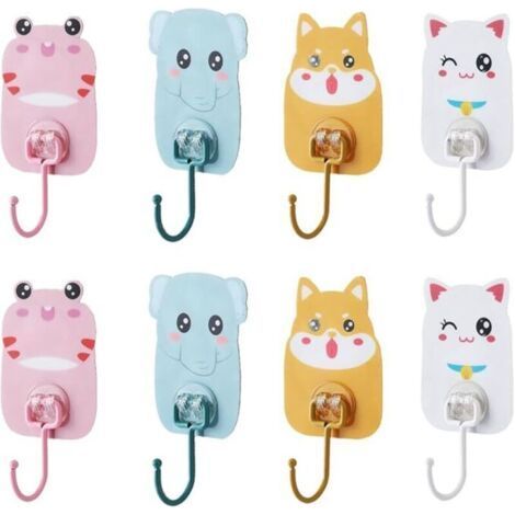 Lntyq Crochet Adhesif Mural, Accroche Tableau sans Percer, Crochet Mural, Crochets Adhesifs Animaux Mignons Auto Adhesif, pour Accroche Salle de Bain,Cuisine,Plafond,Accrocher,Mural, 8 pièce (1/5)