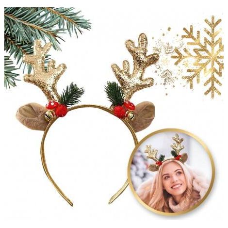 Ecarla Weihnachtshaarband mit Rentierohren und -geweih O538Z (1/4)