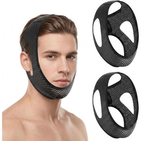 Sleep Apnea Chin Strap, 2 pieces Anti-Snoring Chin Strap, Chin Strap, Anti-Snoring Headband, Anti-Snoring Belt, Adjustable, flexible and effectively reduces snoring. (1/5)