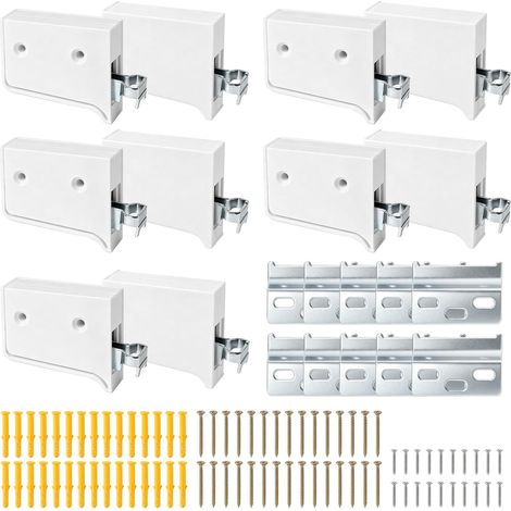 Lot de 10 crochets d'armoire réglables avec rail mural, charge maximale : 100 kg Support mural avec rail de suspension, réglable, pour armoire suspendue, salle de bain, armoire de cuisine