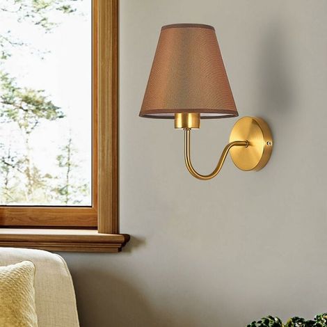 Vintage Indoor Wall Lamp, Modern Wall Light with Fabric Shade Metal Wall Lamp Vintage Decoration Indoor Lighting for Bedroom Living Room (Coffee) MUMU (1/4)