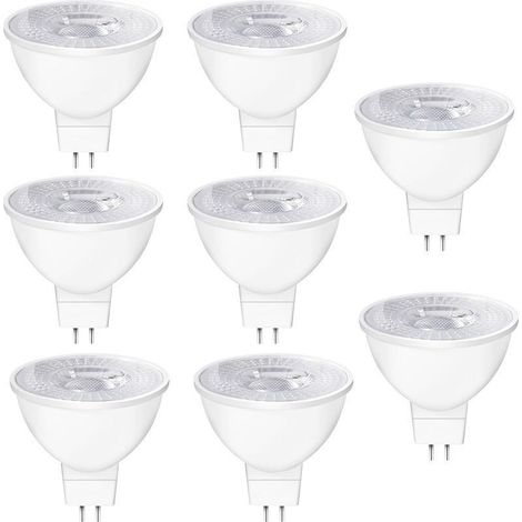 Set of 8 Bulbs LED GU5.3 MR16 12V, 6W, White Warm 2700K, 550LM, 38° Angle, Bulbs LED AC/DC Lamp Reflector Non Dimmable (1/5)