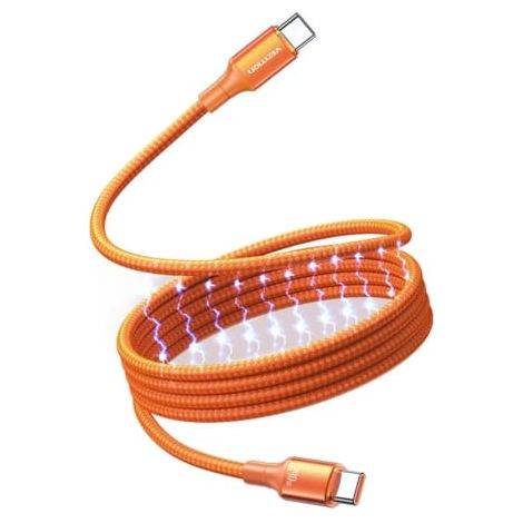 Cable Magnético USB 2.0 Tipo-C 5A Vention TSAOF/ USB Tipo-C Macho - USB Tipo-C Macho/ Hasta 240W/ 480Mbps/ 1m/ Naranja