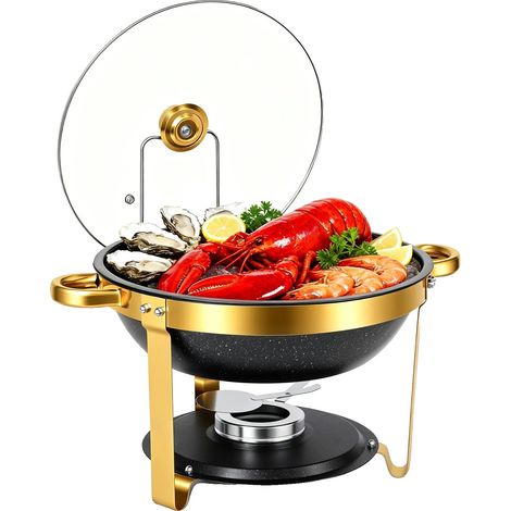 Chafing Dish Buffet Server, Capacité 5QT, Acier Inoxydable Premium, Couleur Or Noir-a, 2 PCS (1/2)